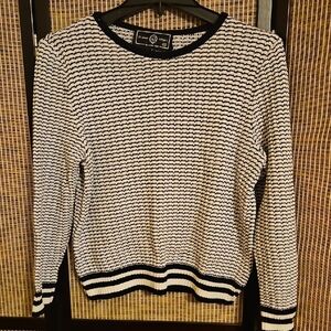 St. John Sport Striped Crew Neck Sweater